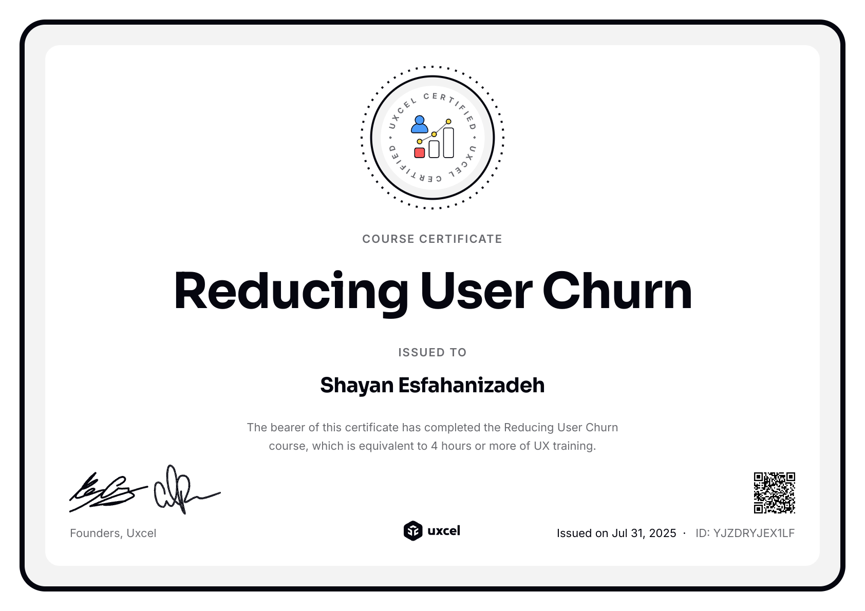 Shayan Esfahanizadeh's certificate